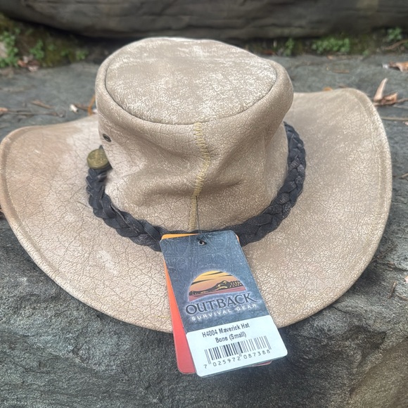 OUTBACK SURVIVAL GEAR DISTRESSED  BONE LEATHER COWBOY HAT - S - NWT ! 🤠 - Picture 5 of 9